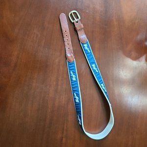Wayfarer Marine Logo Men's Canvas & Leather Belt Navy on Natural